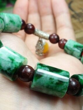 Certified Green Burma 100% Natural A Jadeite jade LuLuTong Bracelet 路路通手链